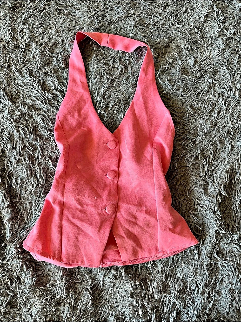 Pink Button Front Halter Crop Top Like New